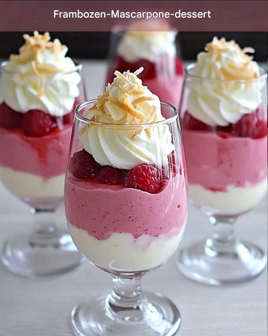 Mascarpone- en frambozendessert