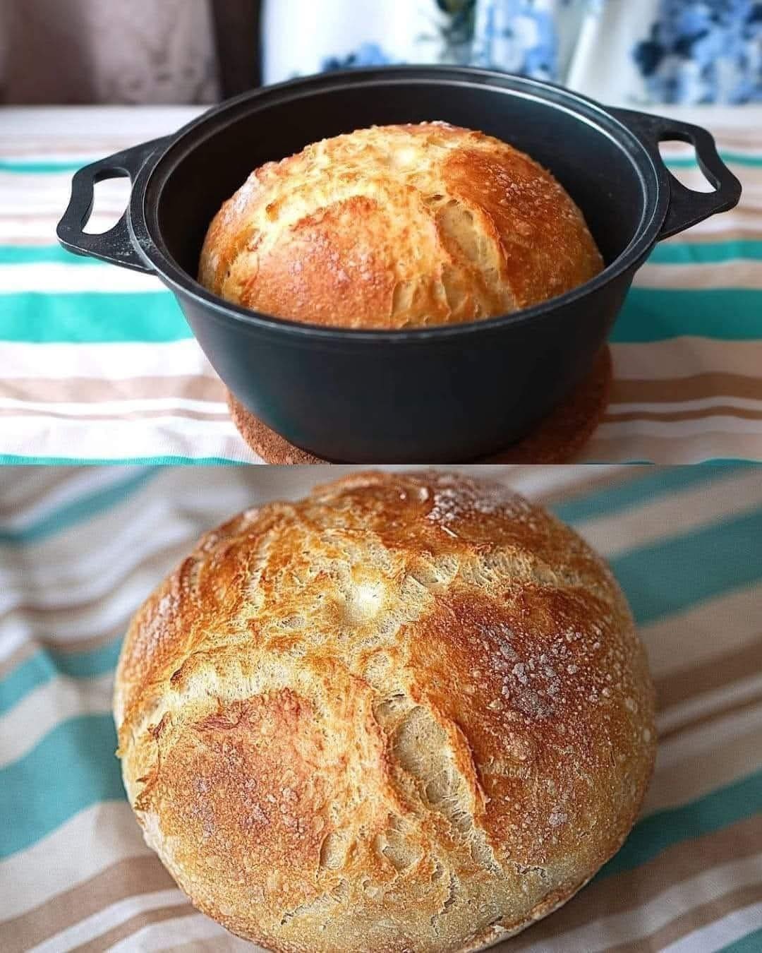 Eenvoudig recept voor brood zonder kneden, zonder eieren en zonder boter