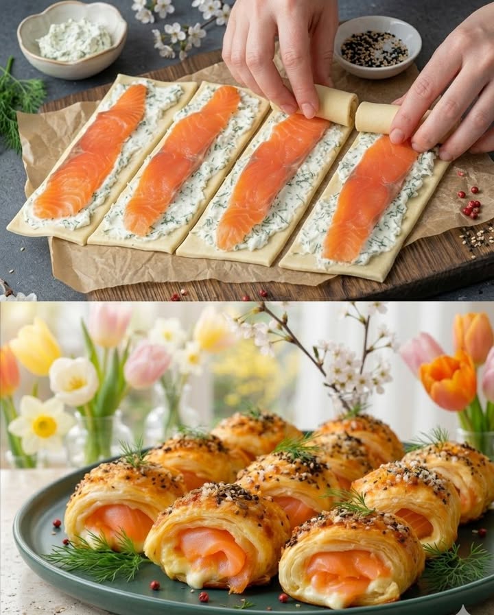 Zo maak je de lekkerste bladerdeeghapjes met zalm en romige vulling