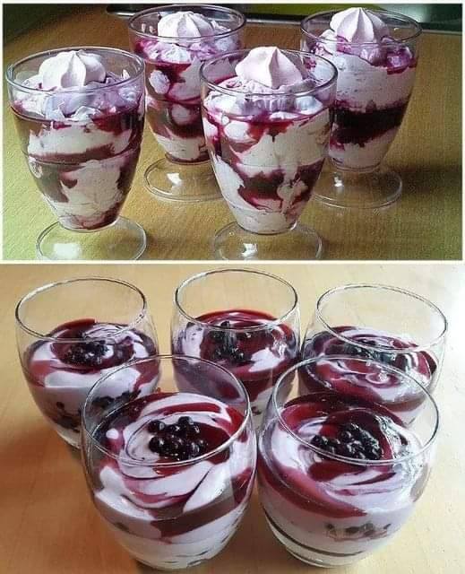 Lekker dessert met mascarpone en bosbessen