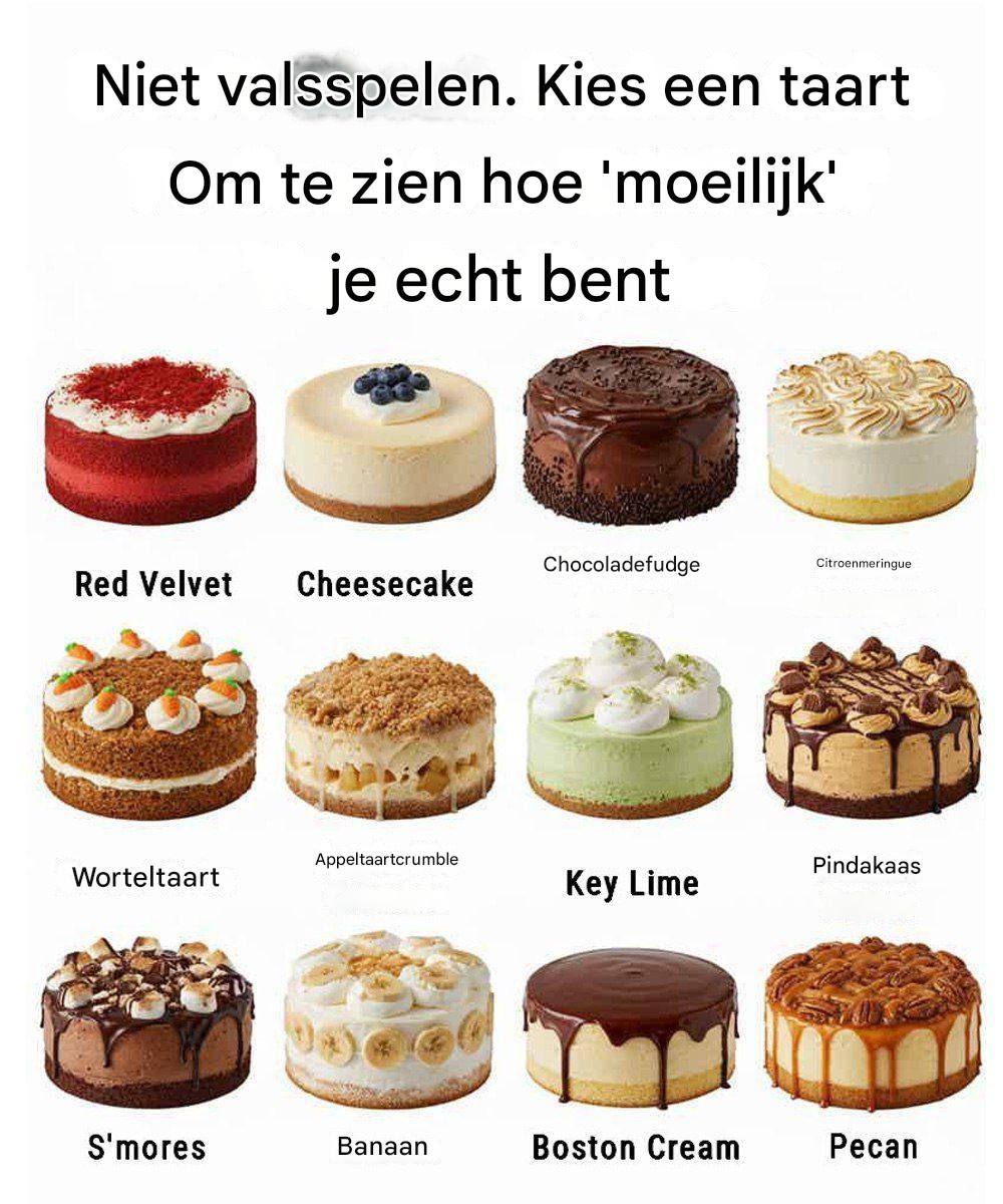 Kies een taart om te zien hoe ‘moeilijk’ je werkelijk bent.