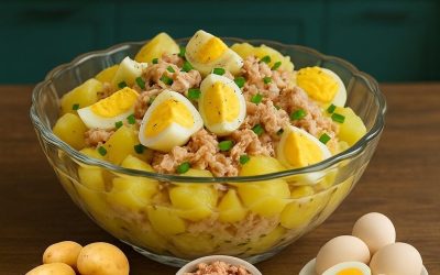 Recept voor aardappel-, tonijn- en eisalade: fris en eenvoudig