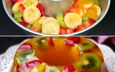 Verfrissend No-Bake Sinaasappel Fruit Gelatine Dessert
