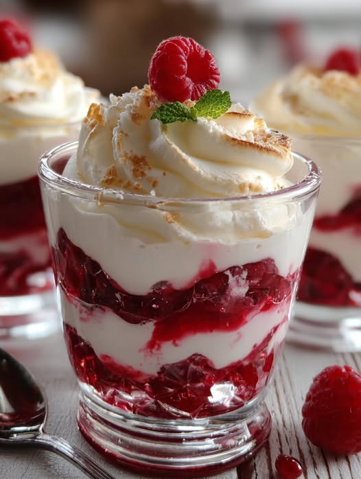Frambozen-, mascarpone- en meringueverrines – Een chique en onweerstaanbaar dessert!