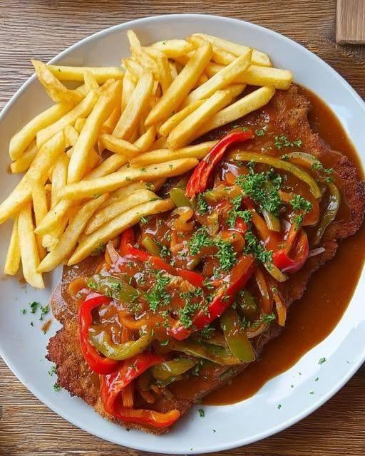 Schnitzel met paprikasaus en friet – gewoonweg hemels lekker!