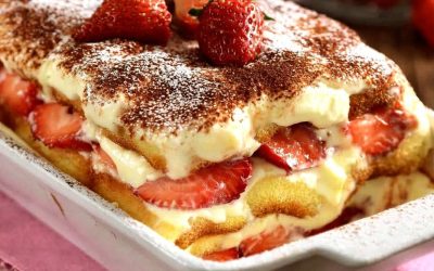 Romige aardbeientiramisu