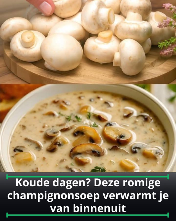 Koude dagen? Deze romige champignonsoep verwarmt je van binnenuit