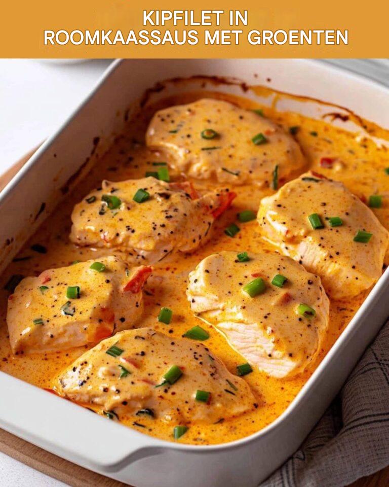 Kipfilet in roomkaassaus met groenten