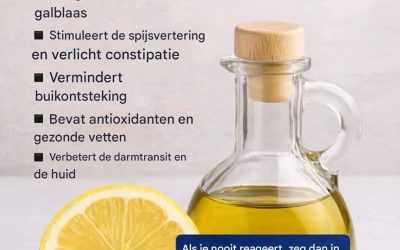25 gezondheidsvoordelen van het dagelijks innemen van olijfolie met citroen.