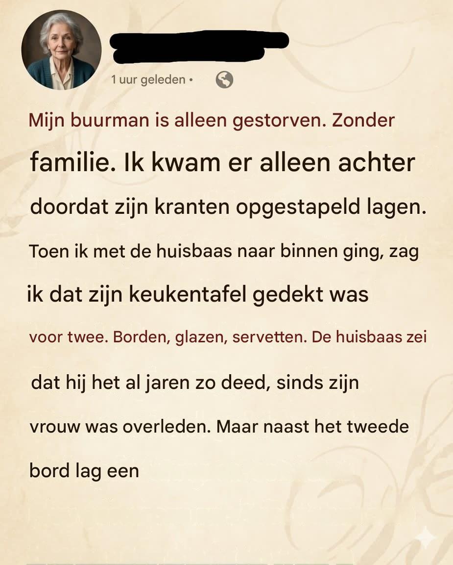 Hij dekte elke avond de tafel voor twee.