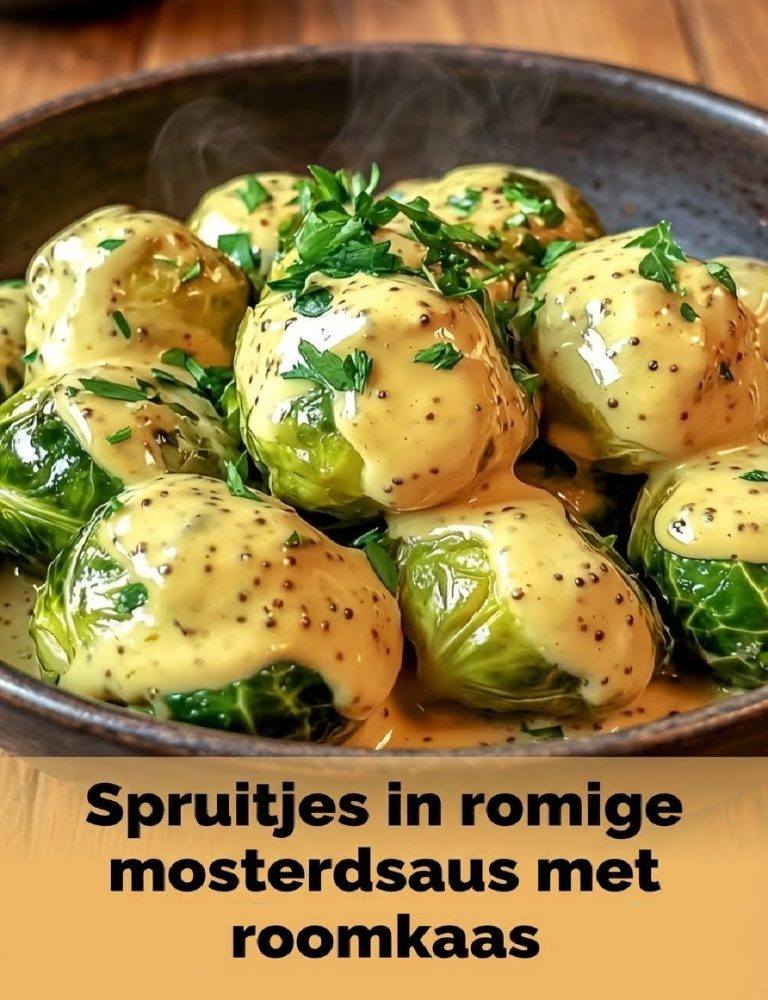 Spruitjes in romige mosterdsaus met roomkaas