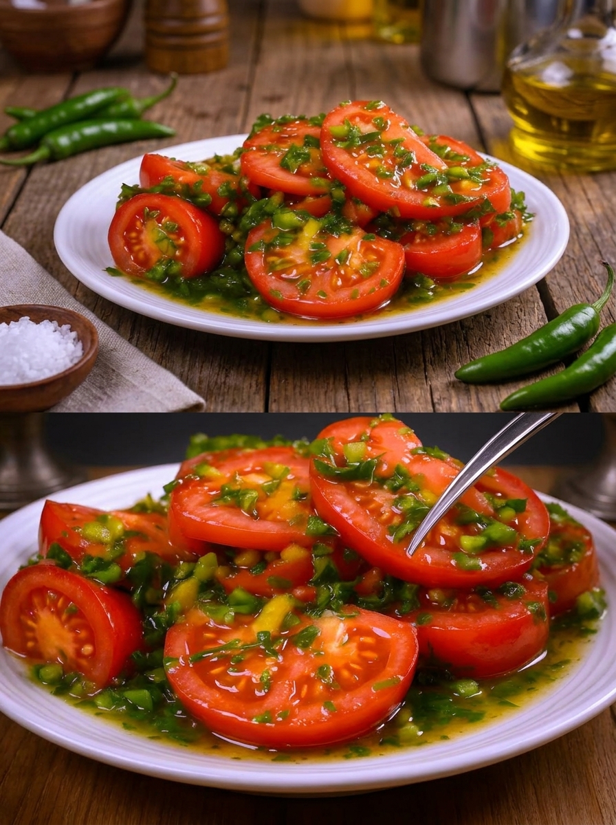Magische tomatensalade: een smaakexplosie in je mond Een explosie van frisheid en smaak in elke hap!