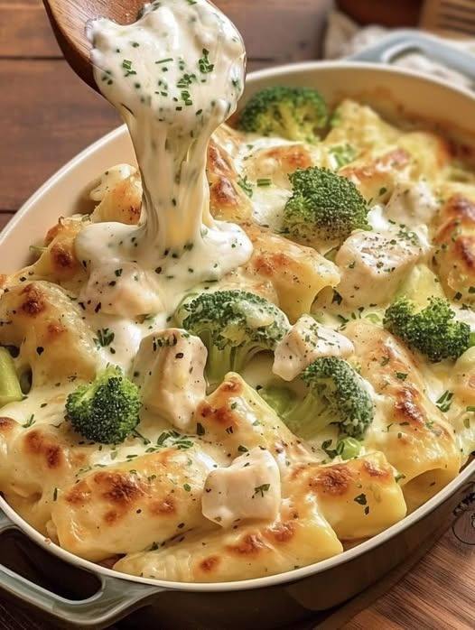 Kip en broccoli Alfredo uit de oven