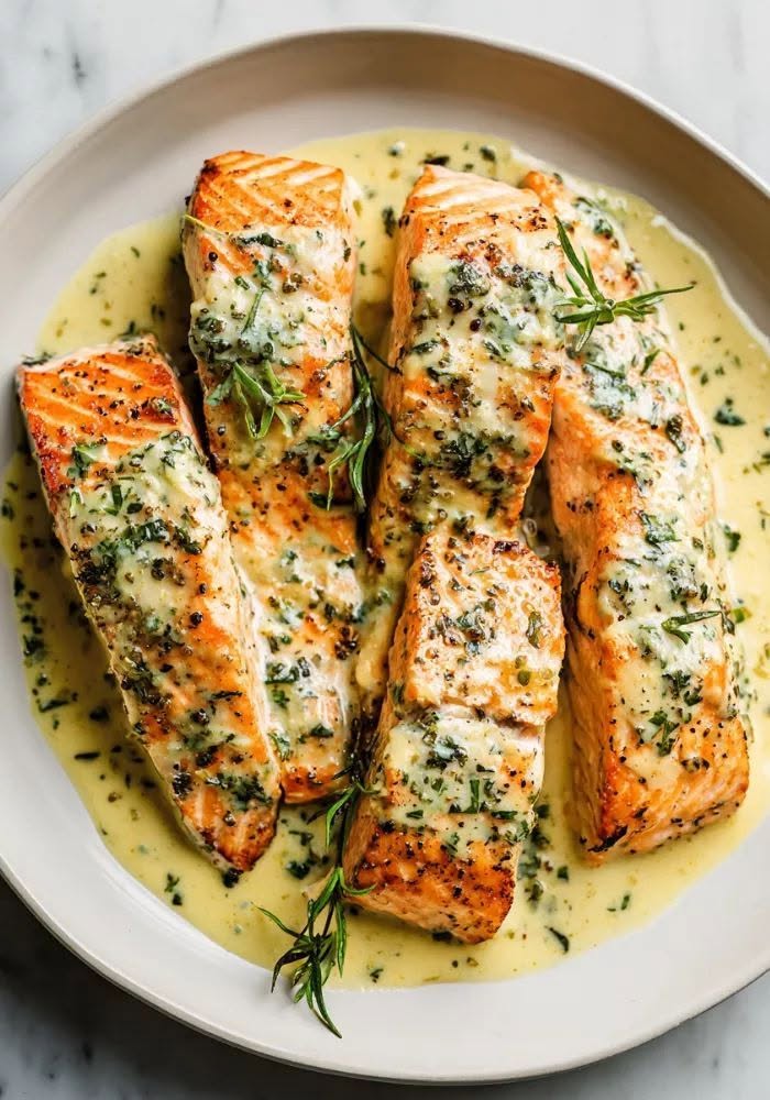 Romige zalm met knoflook, Parmezaan en zongedroogde tomaat in 20 minuten klaar