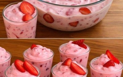 Een eenvoudig aardbeiendessert dat je in 2 minuten klaar hebt.