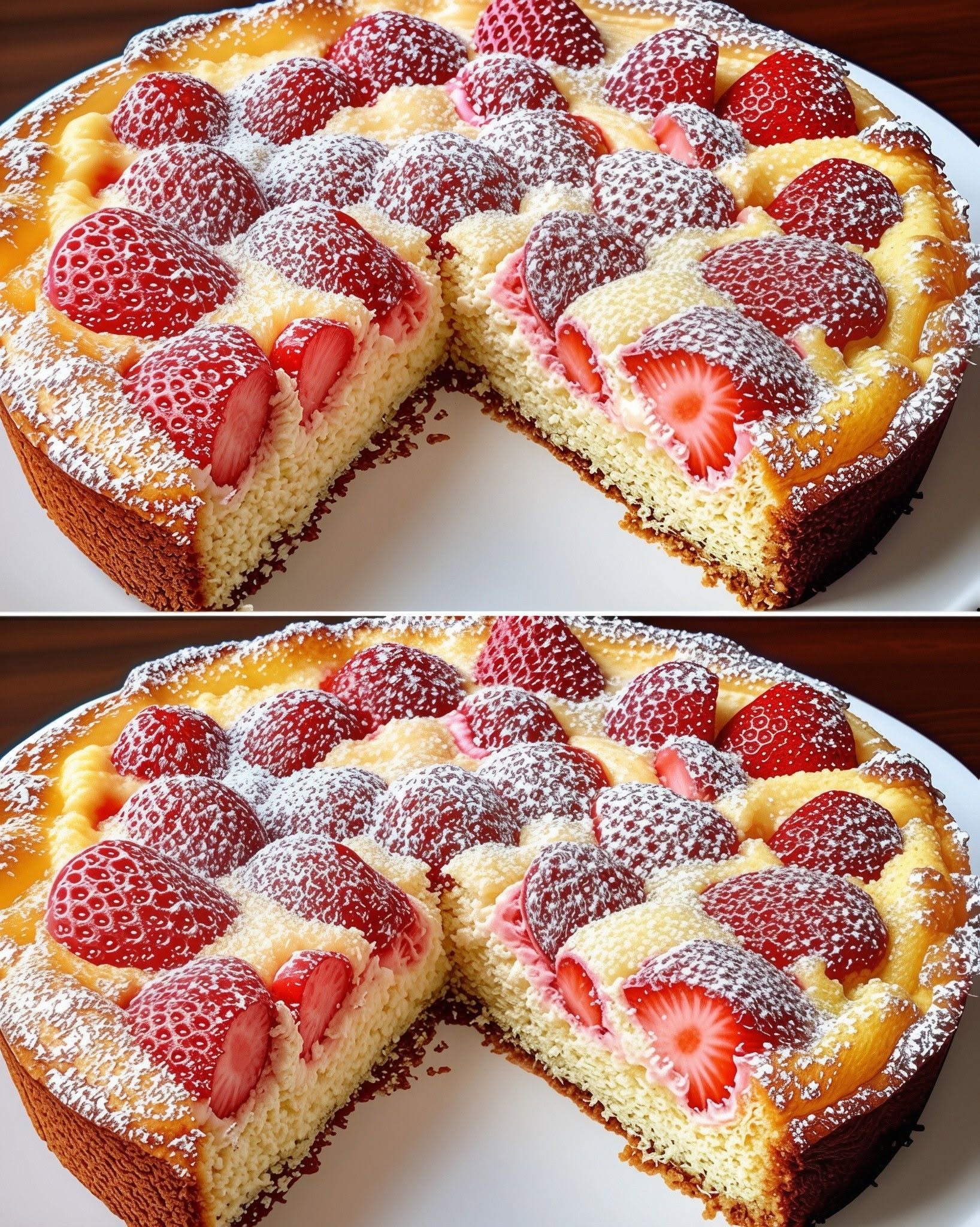 Italiaanse aardbeientaart met romige topping: luchtig, fris en super simpel