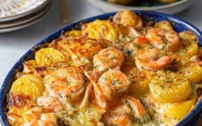 Vlaams vispannetje uit de oven met romige saus en aardappelroosjes