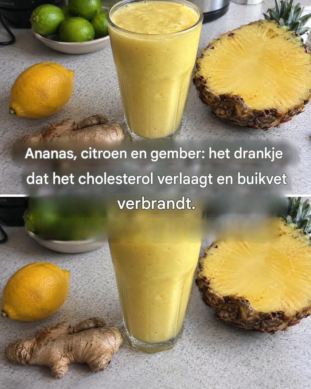 Ananas, citroen en gember: het helende drankje dat buikvet verbrandt.