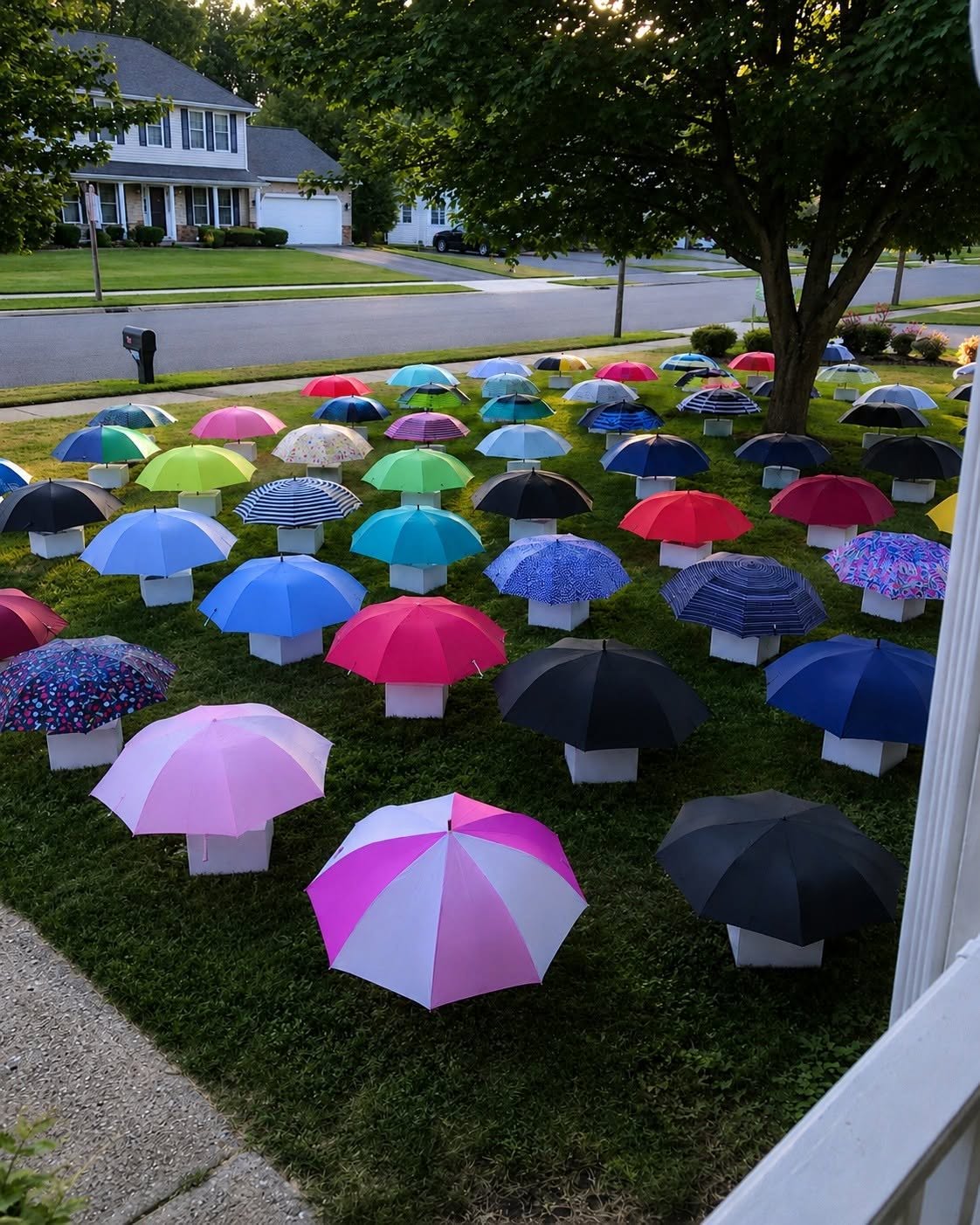 Mijn zoon gaf zijn paraplu aan een zwangere vrouw in de regen – de volgende ochtend verschenen er 47 paraplu’s op ons gazon, elk met een genummerde doos, waardoor mijn hart even stilstond.