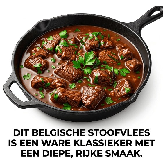 Dit Belgische stoofvlees is een ware klassieker met een diepe, rijke smaak.