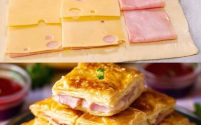 Bladerdeeg met ham en kaas