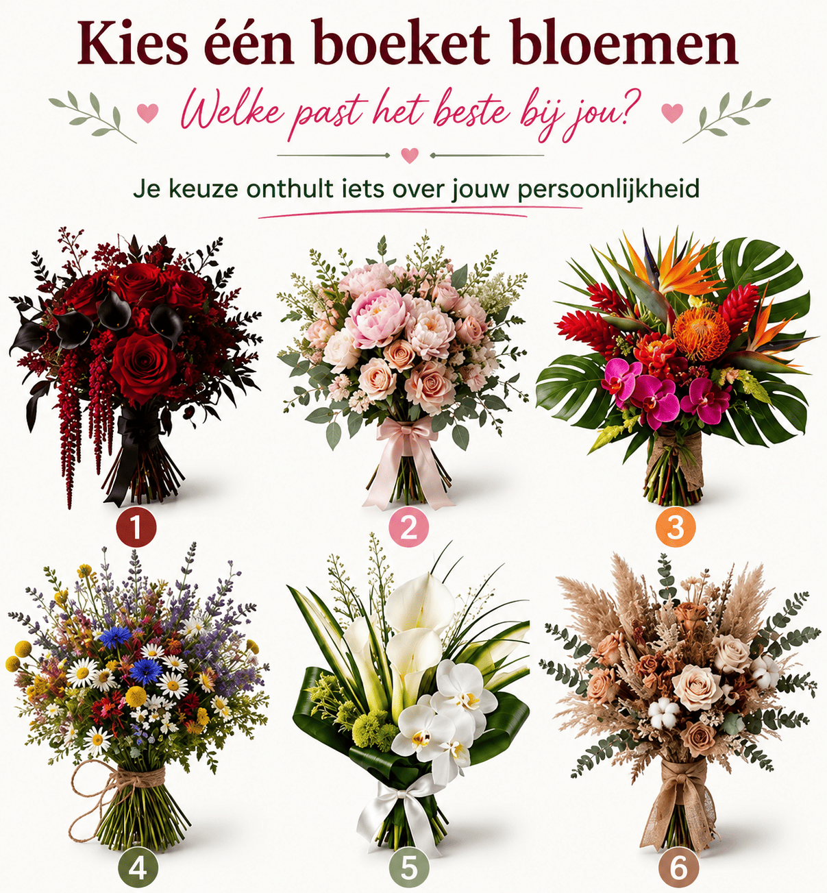 Kies één boeket bloemen: wat zegt jouw keuze over je persoonlijkheid?