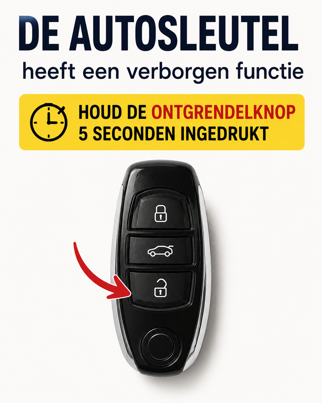 Houd de ontgrendelknop van je autosleutel ingedrukt: deze handige functie kennen veel bestuurders niet