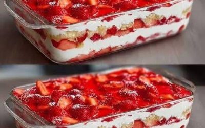 Aardbeientiramisu met kwark en mascarpone – een snel dessert dat in 10 minuten klaar is.