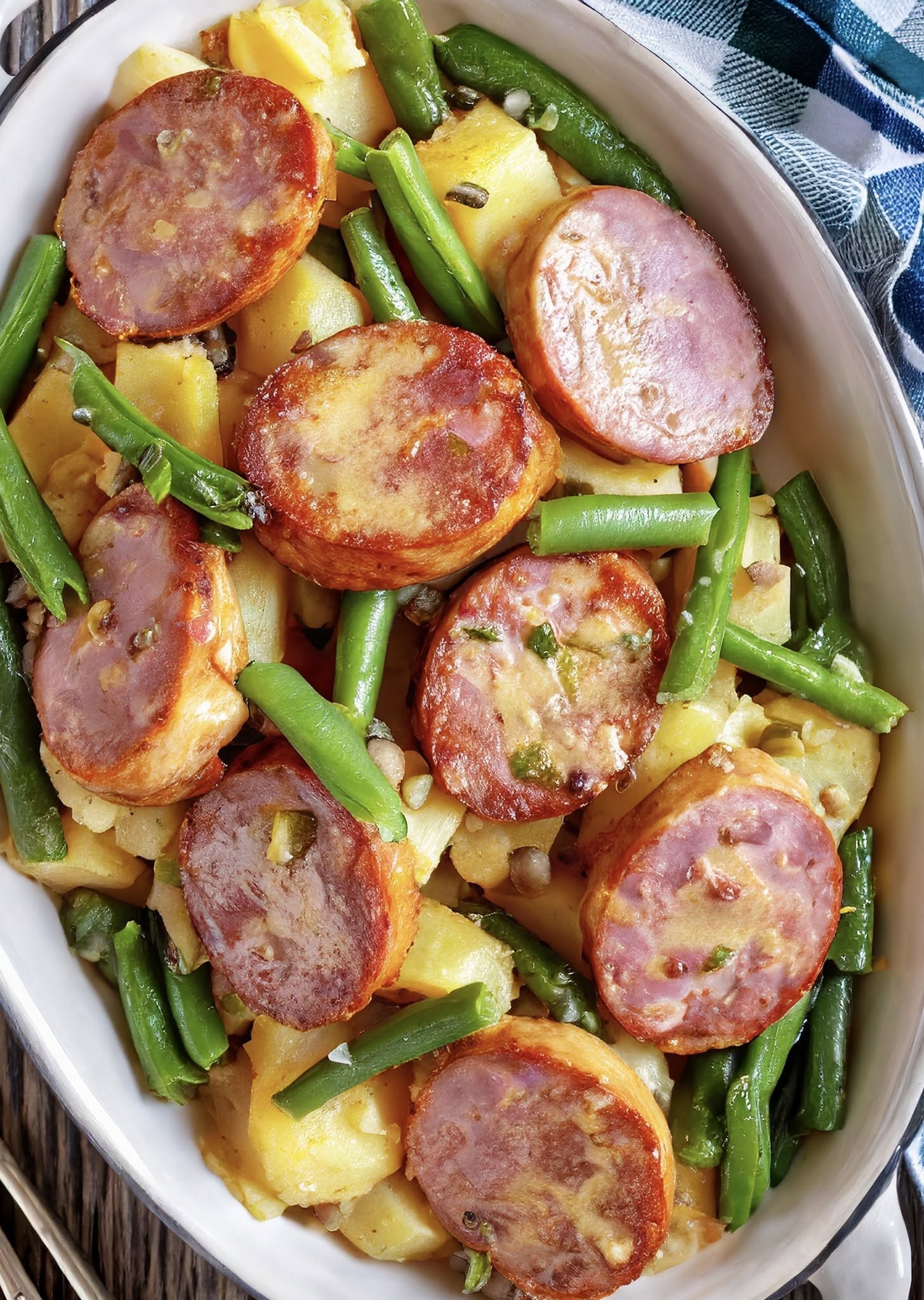 Recept voor worststoofpot met sperziebonen en aardappelen