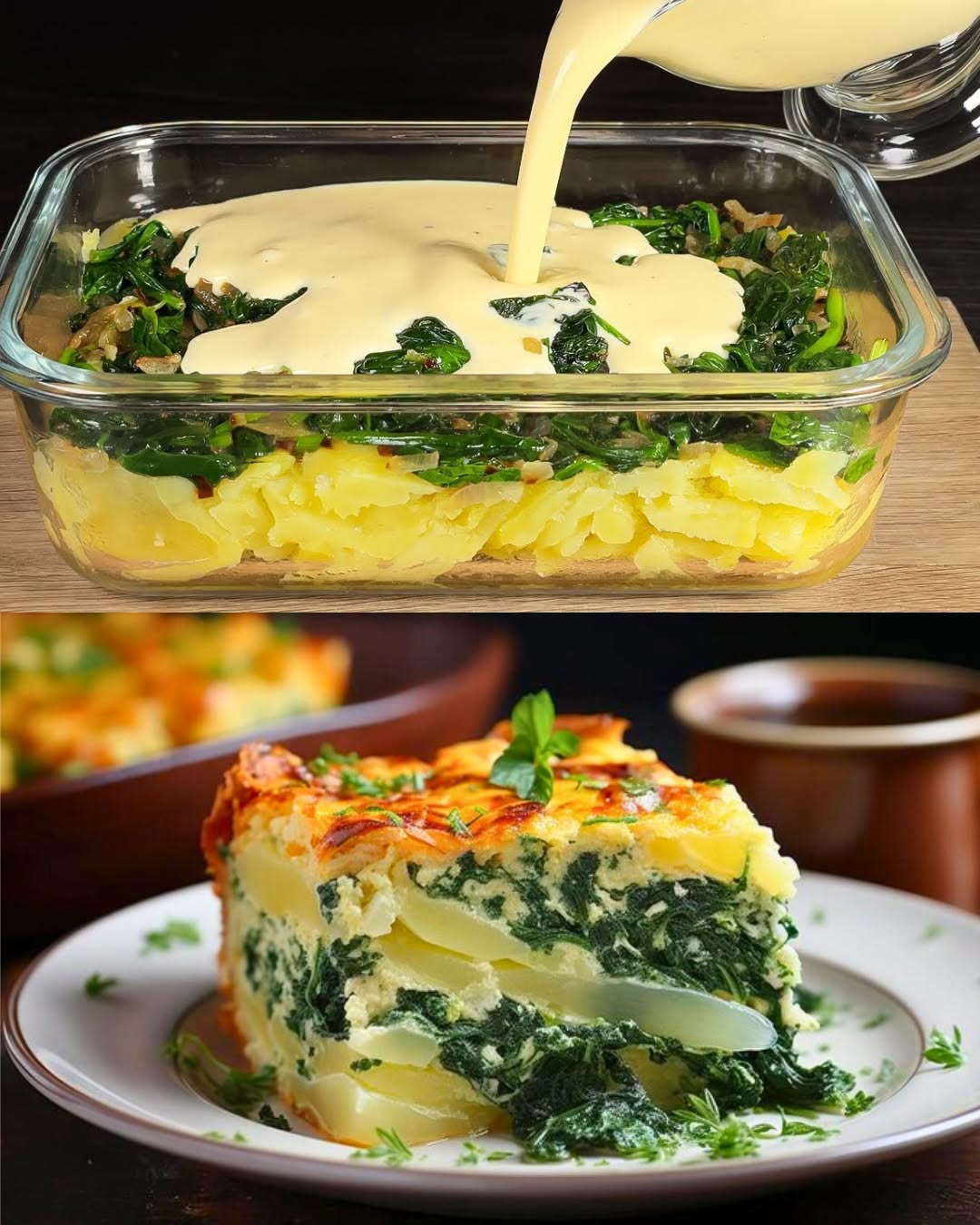 Aardappelen met spinazie en eieren: een heerlijk en troostrijk diner.