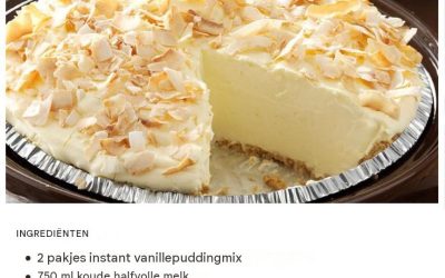 Kokostaart die niet gebakken hoeft te worden