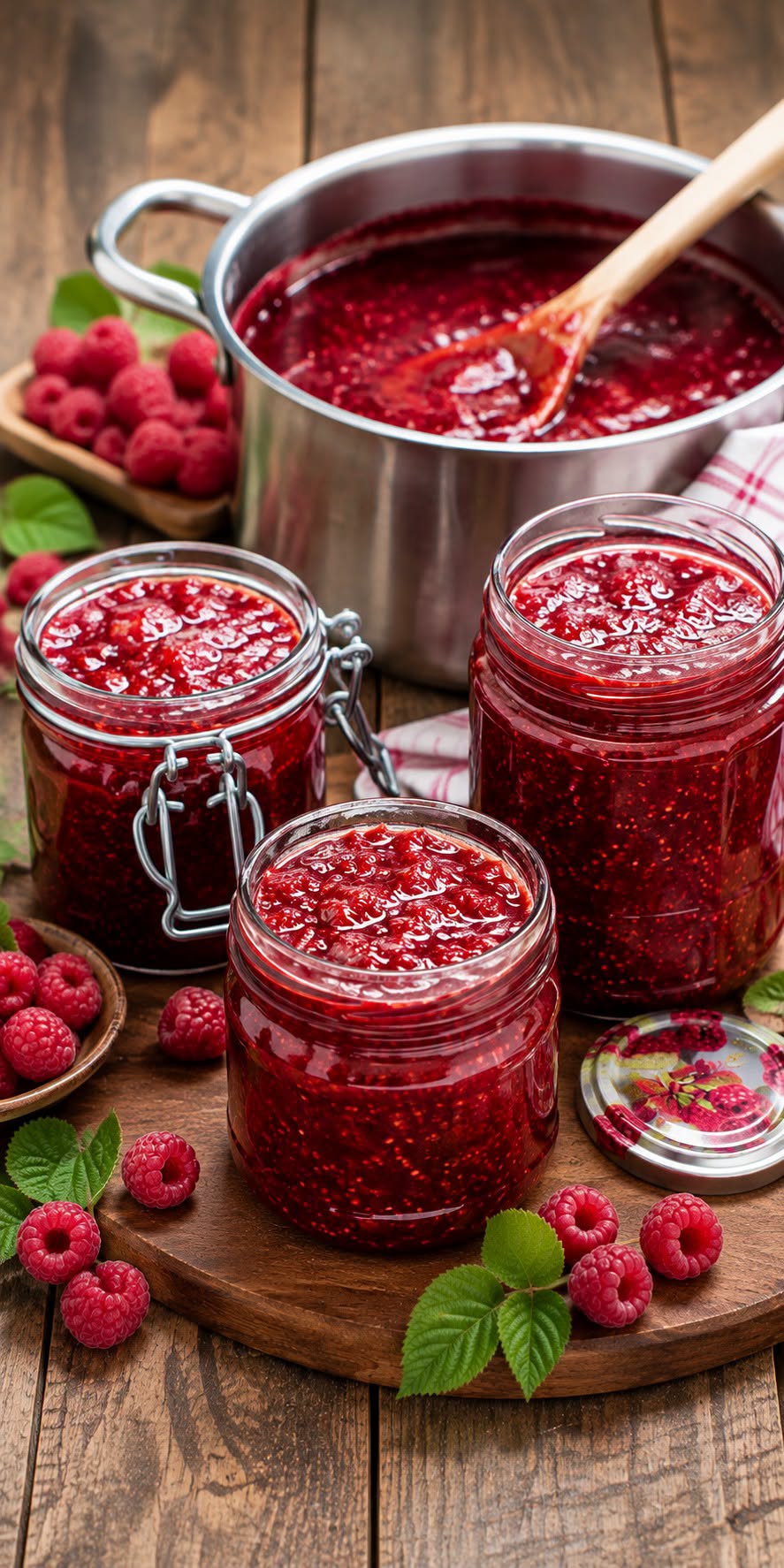 Deze dikke, heerlijke frambozenjam is gemaakt met slechts 3 ingrediënten.