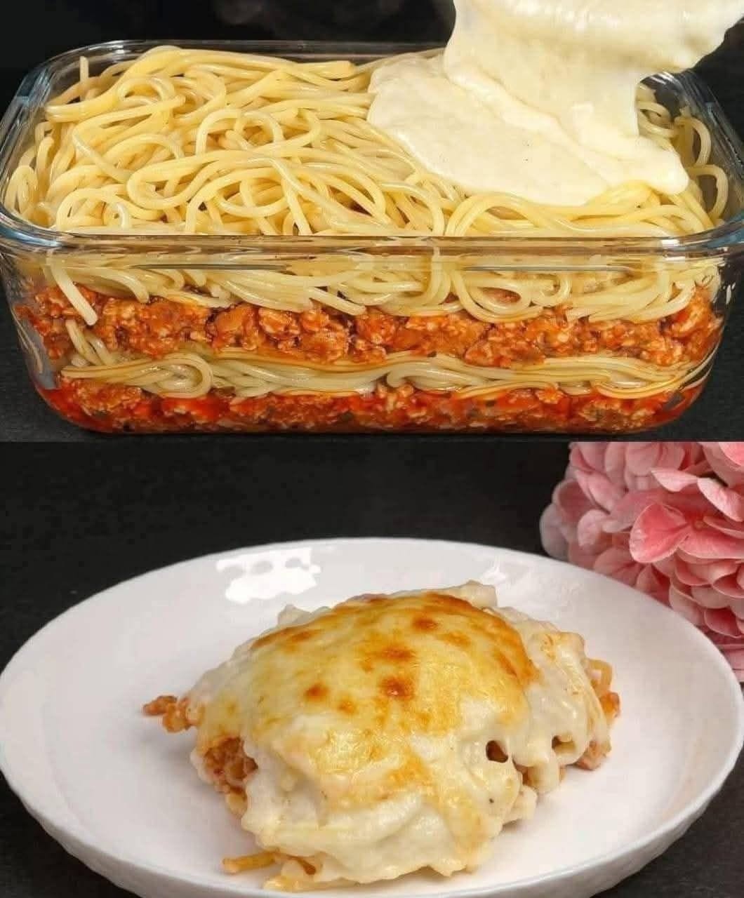 Romige Spaghetti Ovenschotel met Gehakt