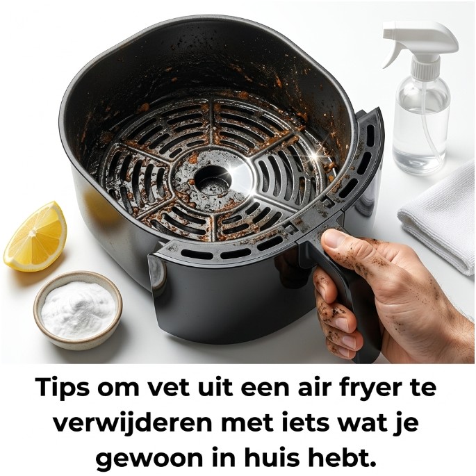 Tips om vet uit een airfryer te verwijderen met iets dat iedereen in huis heeft
